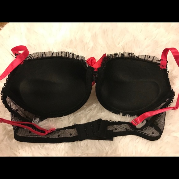 Black Hot Pink and Lace Push Up Bra - Picture 5 of 6